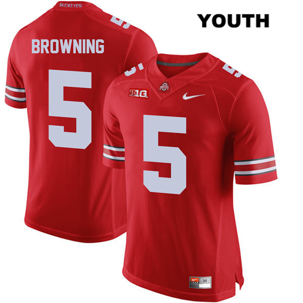 Ohio State Buckeyes Youth Baron Browning #5 Red Authentic Nike College NCAA Stitched Football Jersey TS19D87ZL